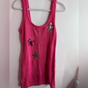 Pink Sequin Star Tank Top